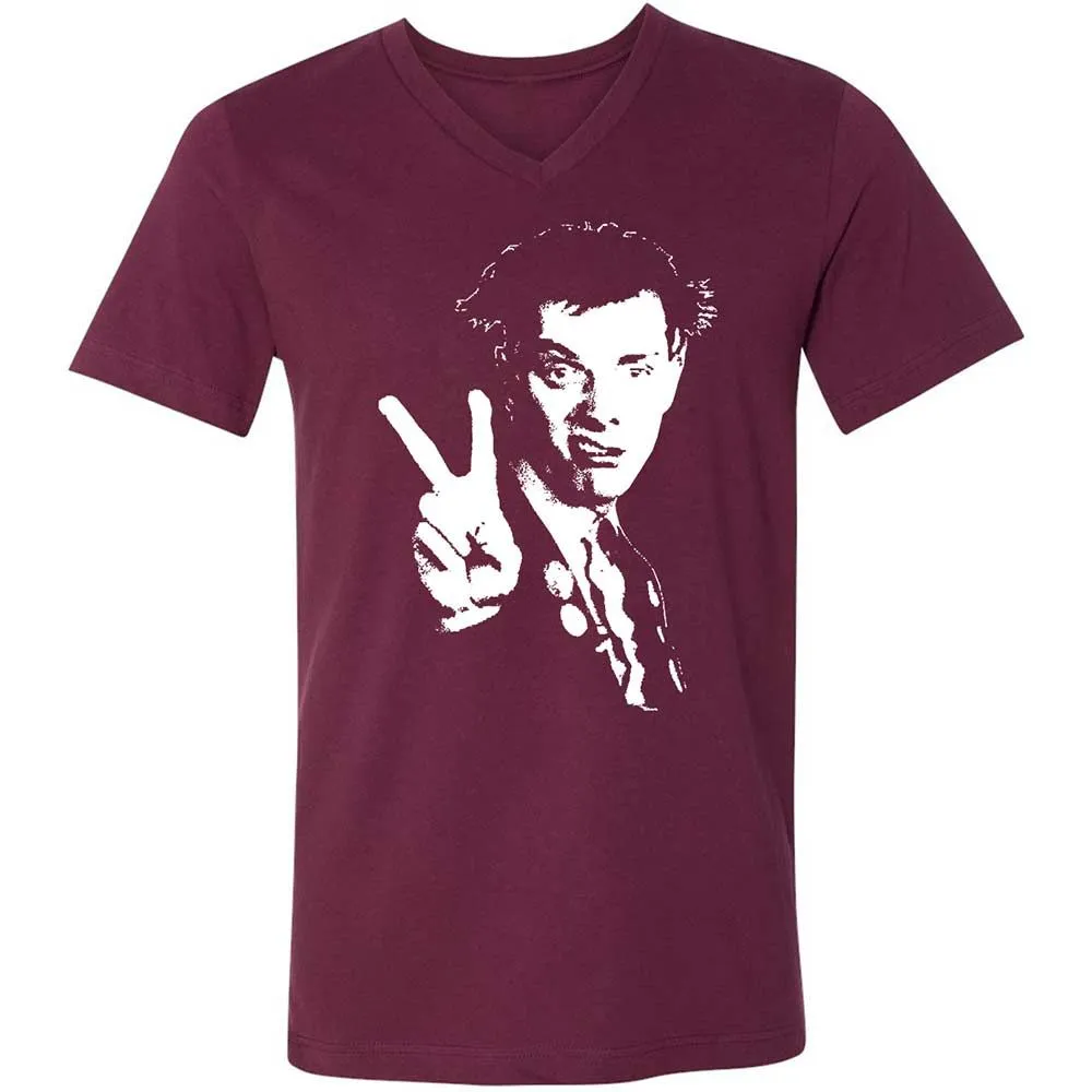 Unisex V-Neck T-Shirt - Black - Maroon - 8
