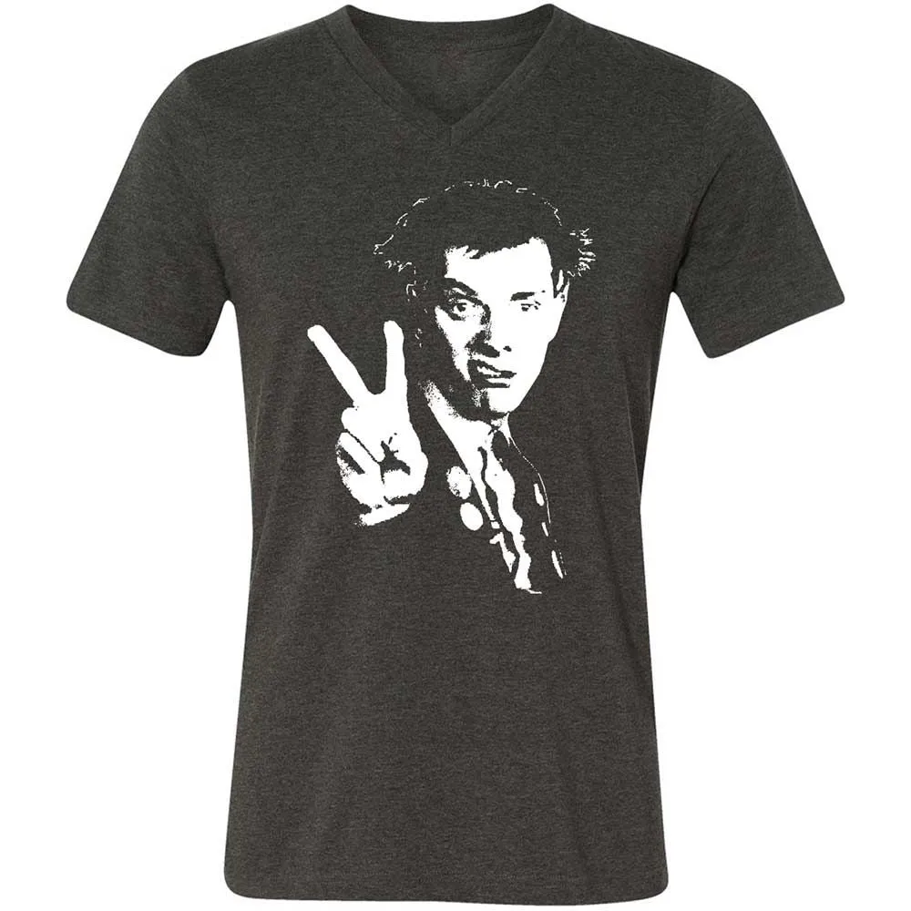 Unisex V-Neck T-Shirt - Black - Dark Grey Heather - 9