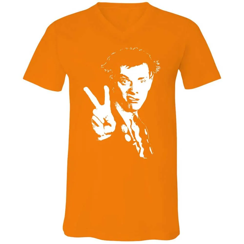 Unisex V-Neck T-Shirt - Black - Orange - 12