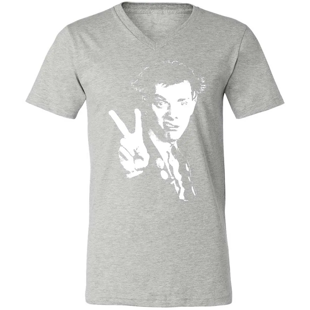 Unisex V-Neck T-Shirt - Black - Athletic Heather - 15