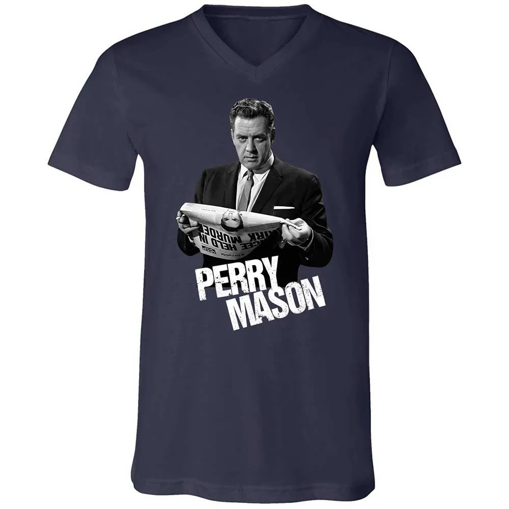 Unisex V-Neck T-Shirt - QFJYY96Z - Navy - 2