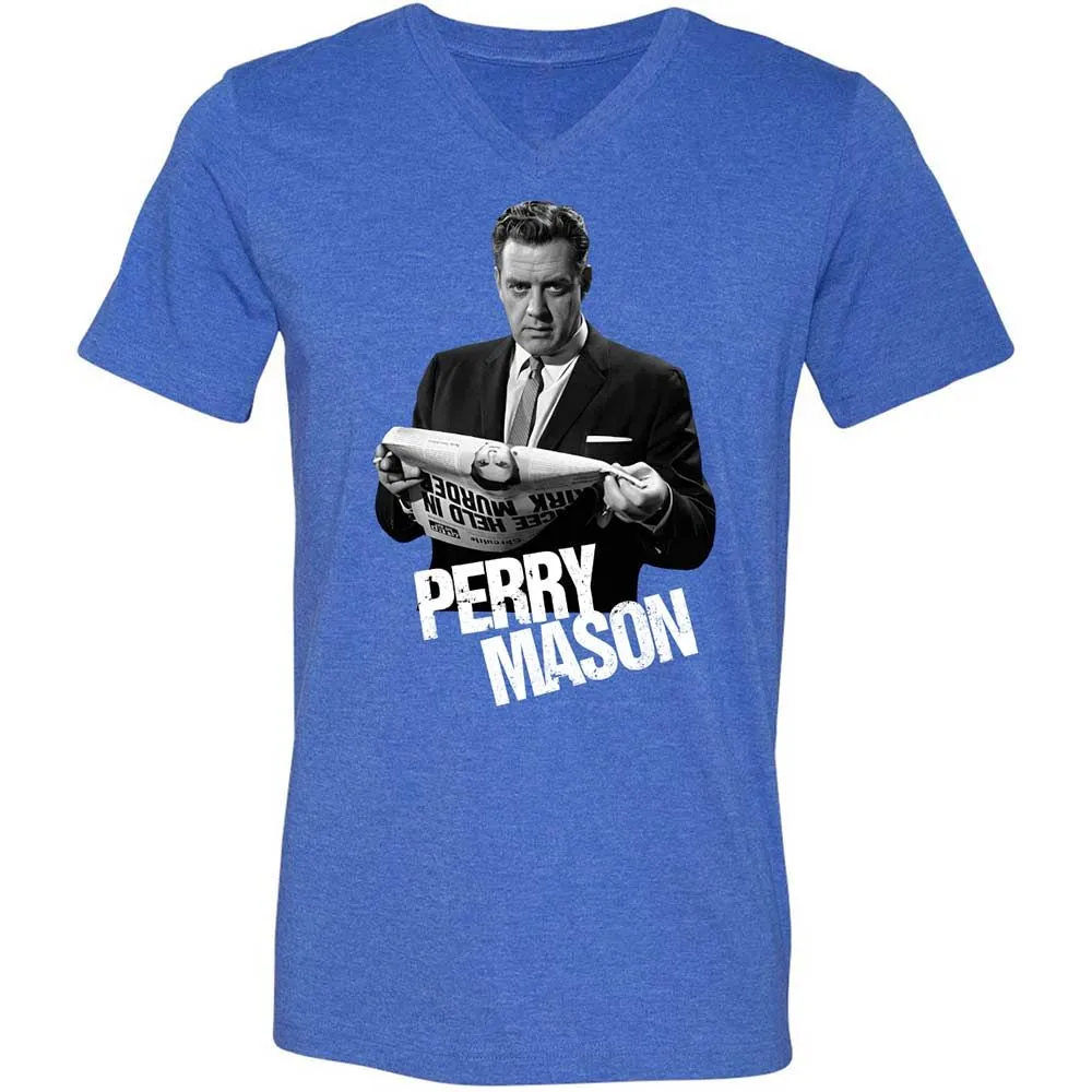 Unisex V-Neck T-Shirt - QFJYY96Z - Heather True Royal - 5