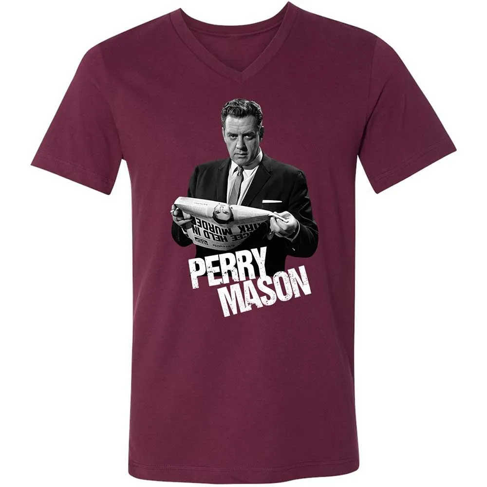 Unisex V-Neck T-Shirt - QFJYY96Z - Maroon - 8