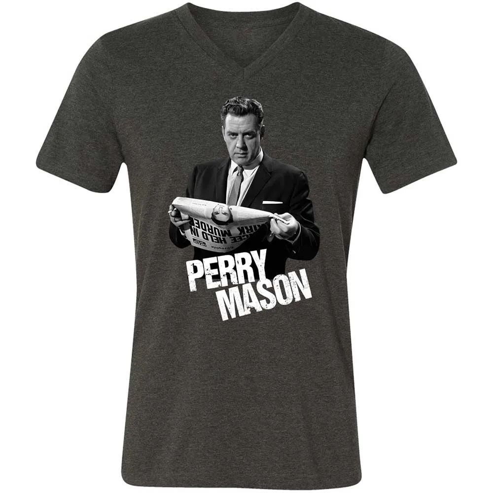 Unisex V-Neck T-Shirt - QFJYY96Z - Dark Grey Heather - 9