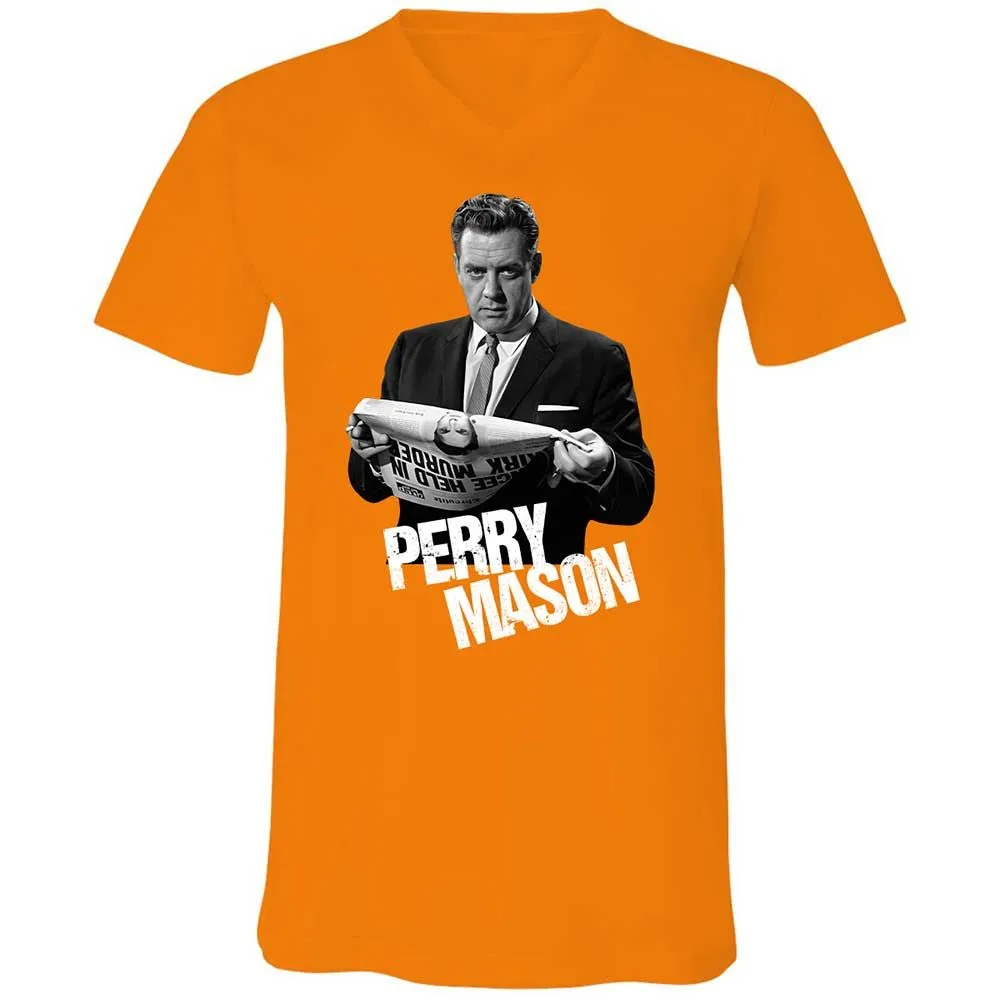 Unisex V-Neck T-Shirt - QFJYY96Z - Orange - 12