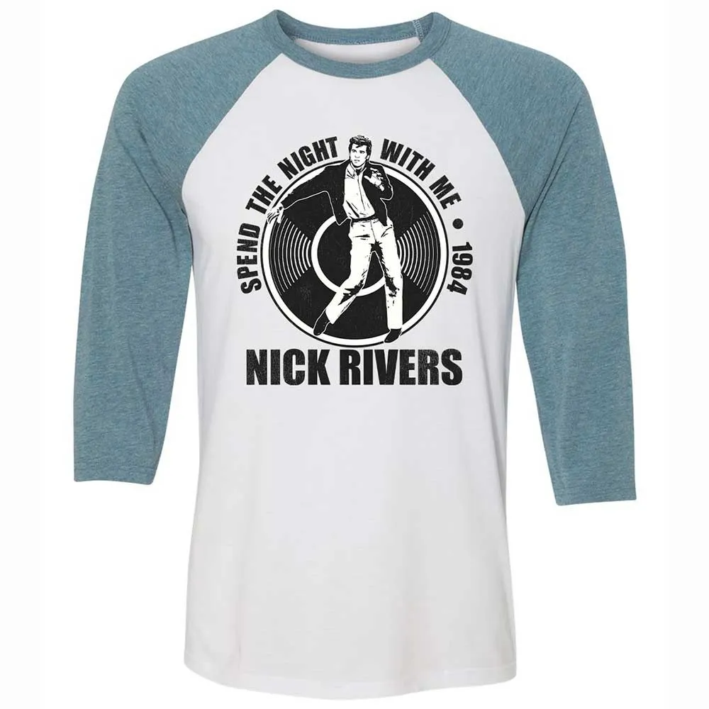 Unisex 3/4 Baseball Tee - B64QWLKU - White/Denim - 3