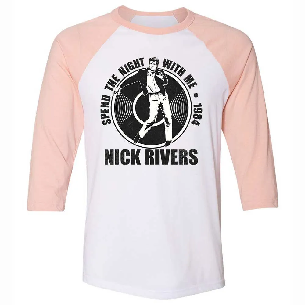 Unisex 3/4 Baseball Tee - B64QWLKU - White/Heather Peach - 5
