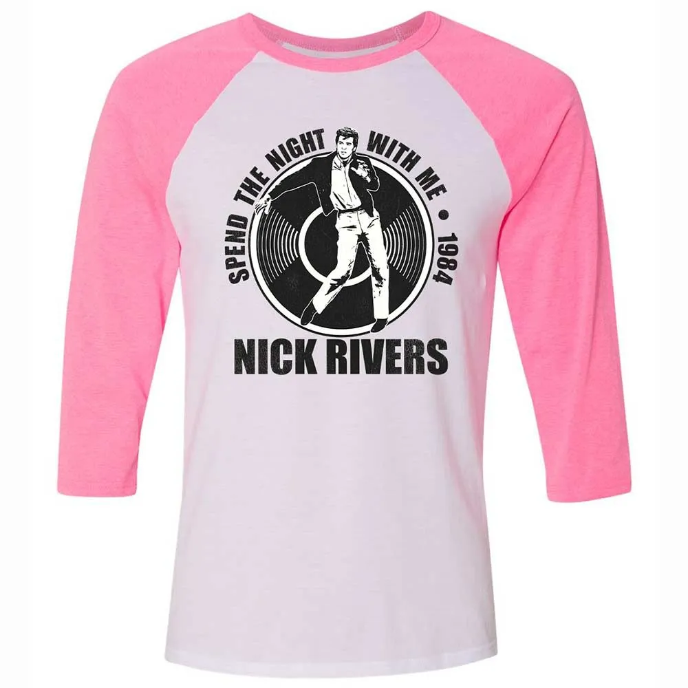 Unisex 3/4 Baseball Tee - B64QWLKU - White/Neon Pink - 12