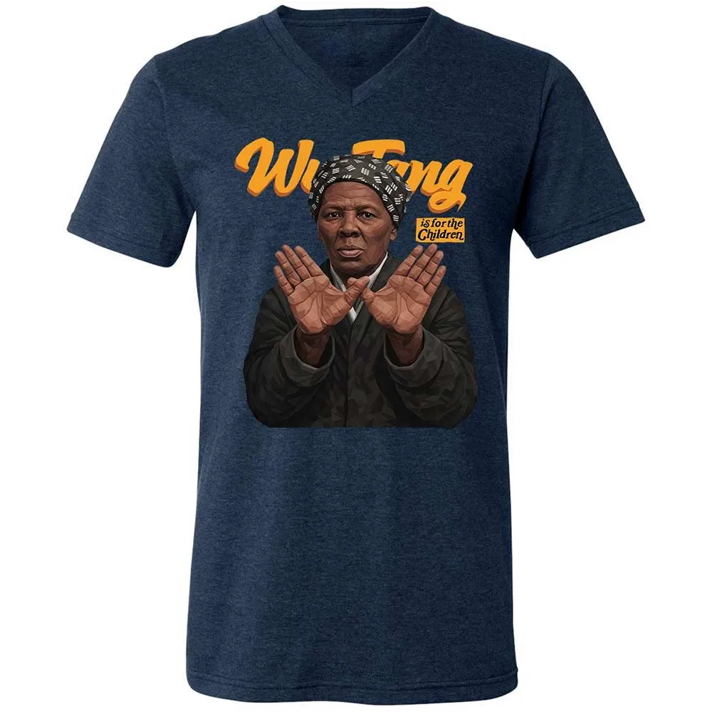 Unisex V-Neck T-Shirt - Black - Heather Navy - 3