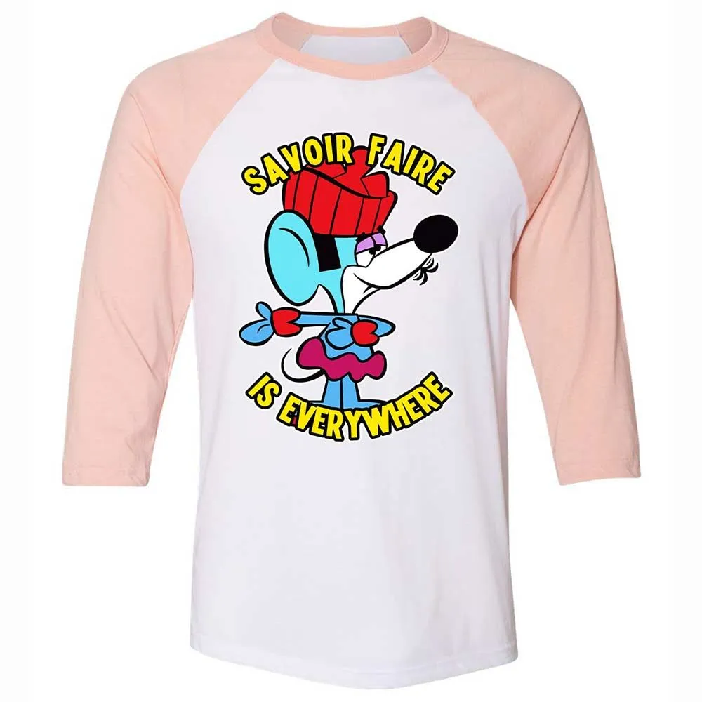 Unisex 3/4 Baseball Tee - LNAZFVV5 - White/Heather Peach - 5