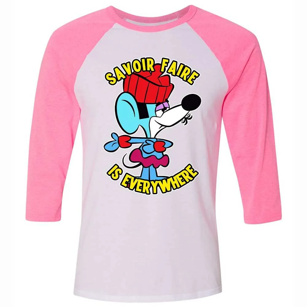 Unisex 3/4 Baseball Tee - LNAZFVV5 - White/Neon Pink - 12