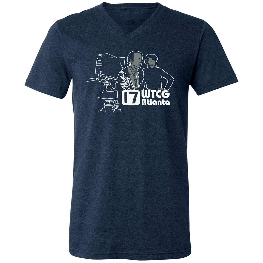 Unisex V-Neck T-Shirt - HRYXR2FE - Heather Navy - 3