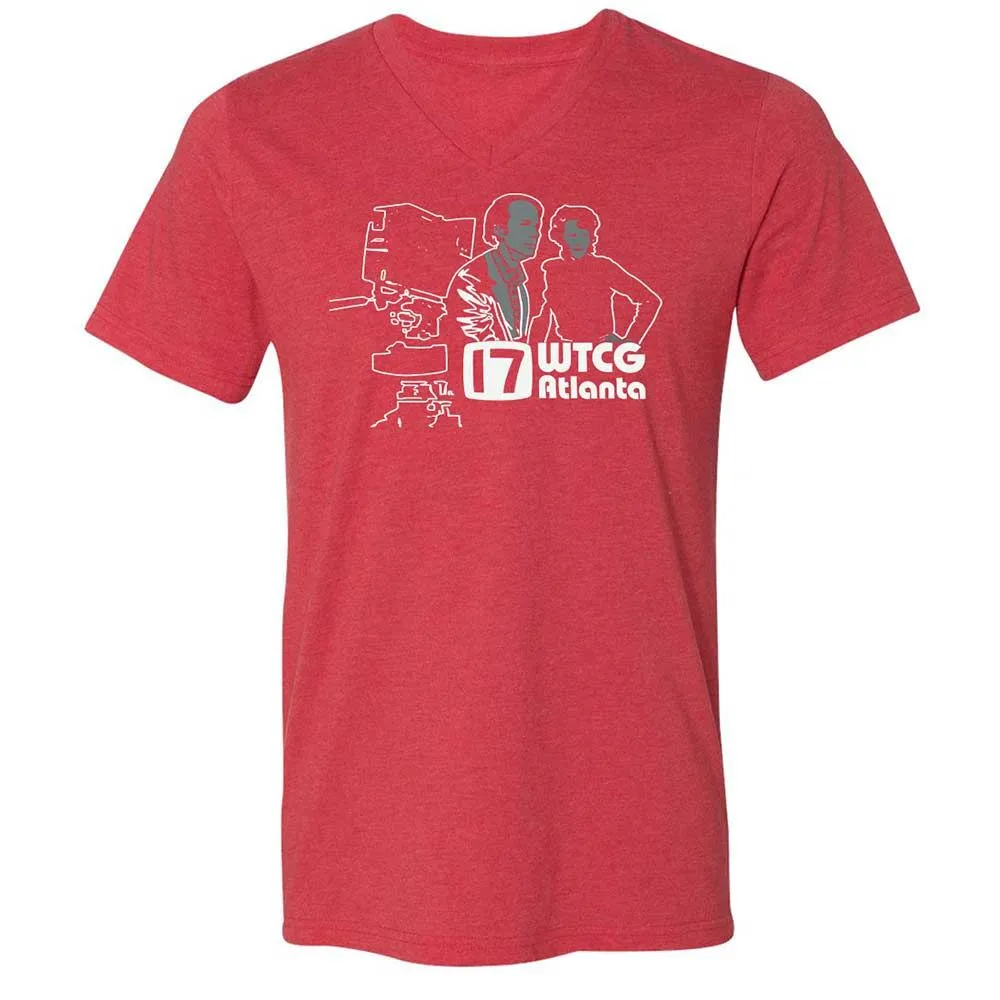 Unisex V-Neck T-Shirt - HRYXR2FE - Heather Red - 7