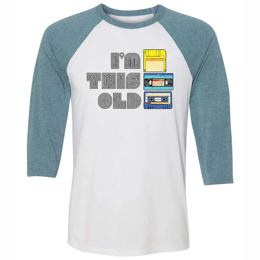 Unisex 3/4 Baseball Tee - Black - White/Denim - 3