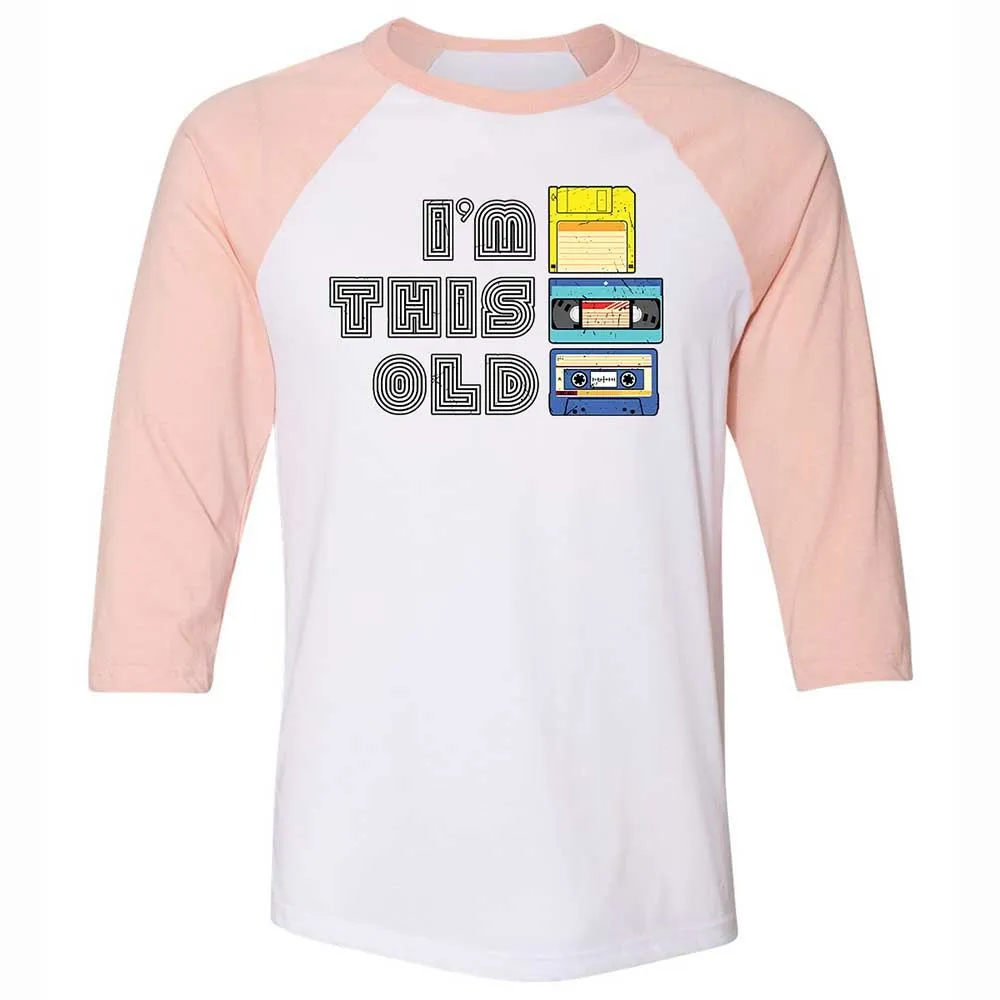Unisex 3/4 Baseball Tee - Black - White/Heather Peach - 5