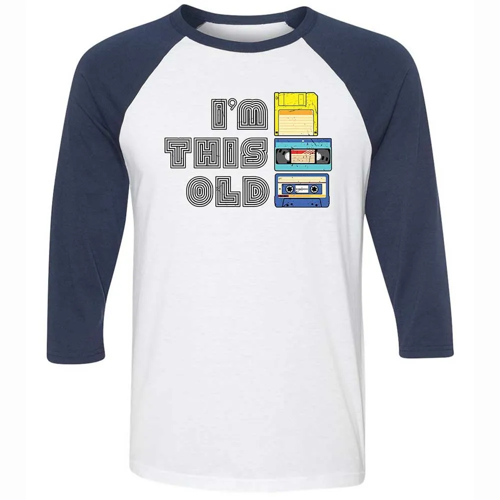 Unisex 3/4 Baseball Tee - Black - White/Navy - 8