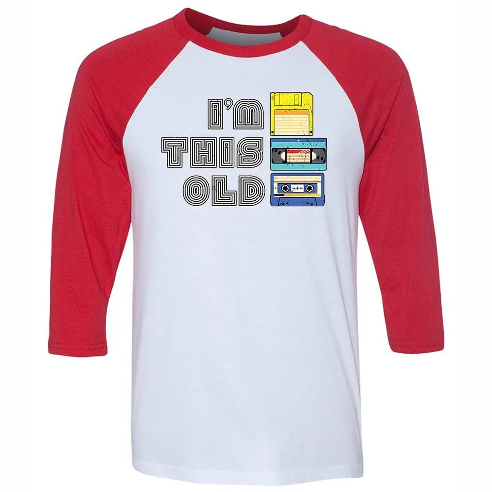Unisex 3/4 Baseball Tee - Black - White/Red - 9