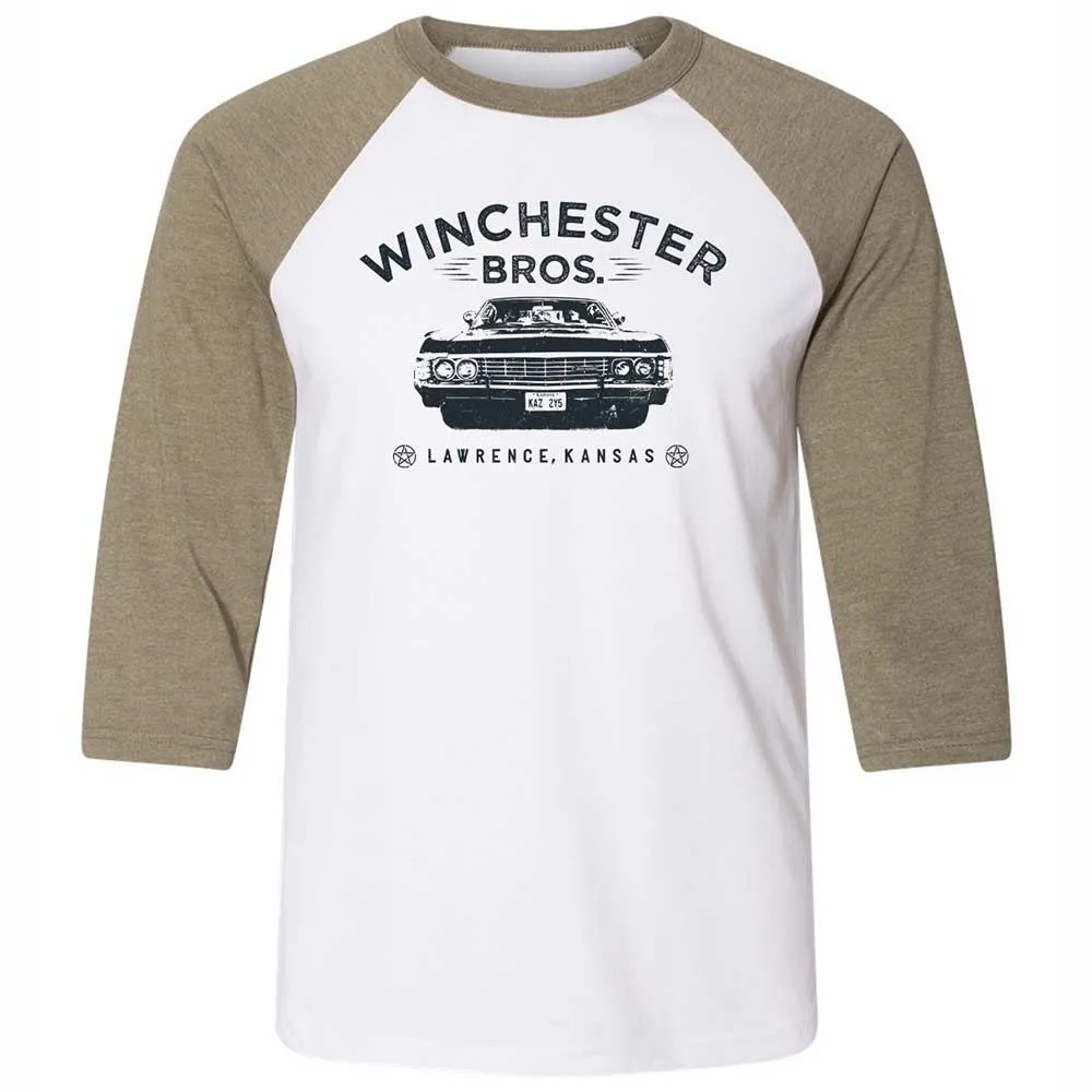 Unisex 3/4 Baseball Tee - 9YWAD395 - White/Heather Olive - 4