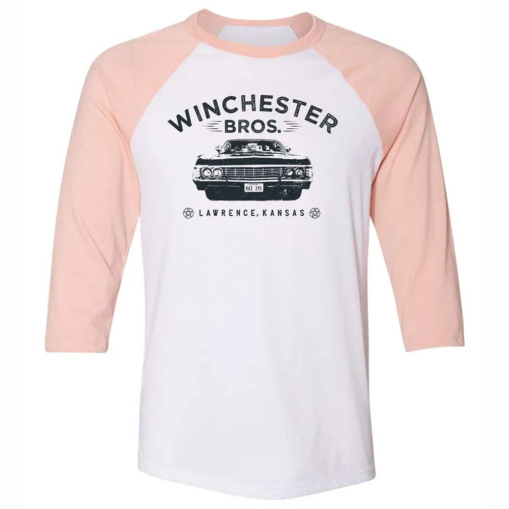 Unisex 3/4 Baseball Tee - 9YWAD395 - White/Heather Peach - 5