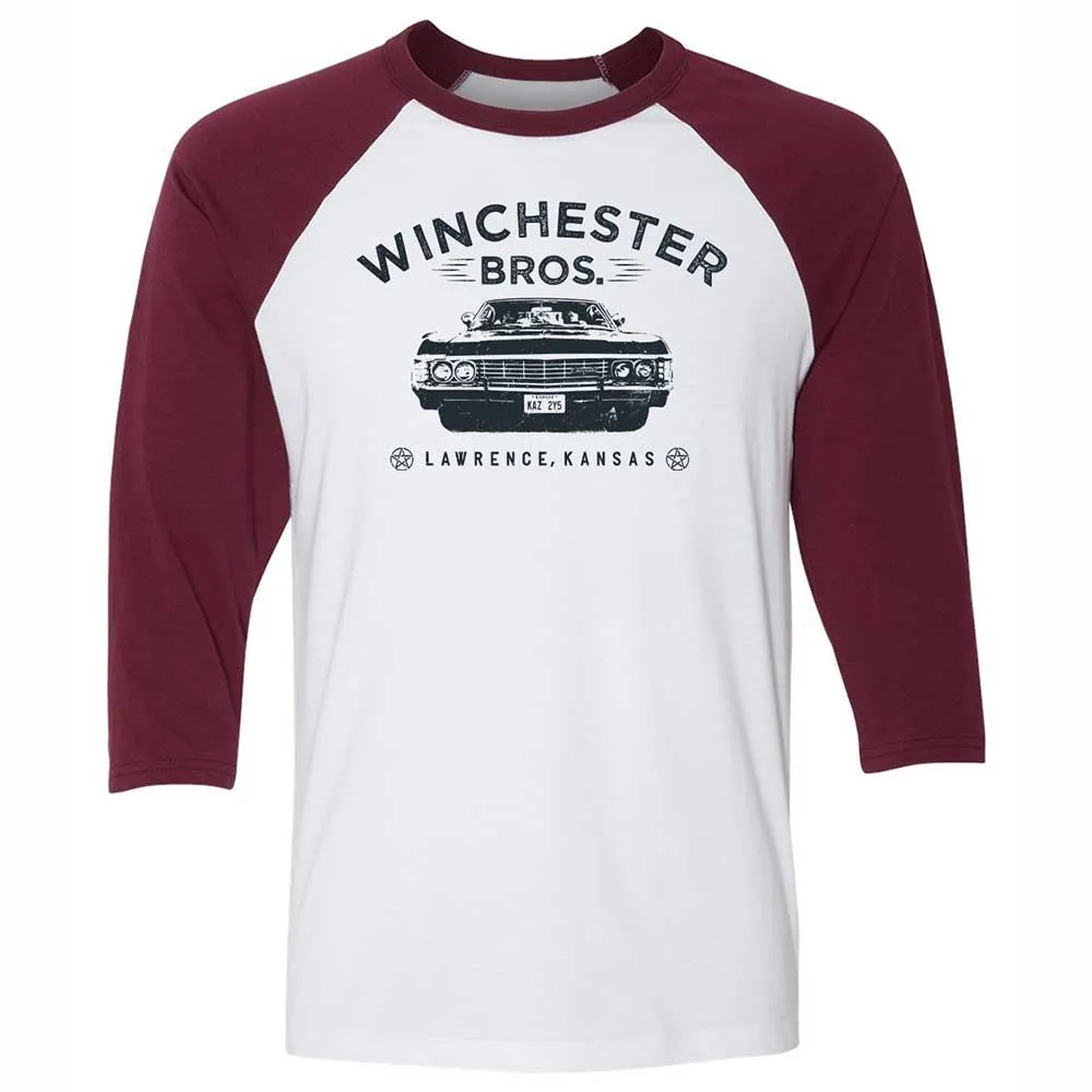 Unisex 3/4 Baseball Tee - 9YWAD395 - White/Maroon - 7