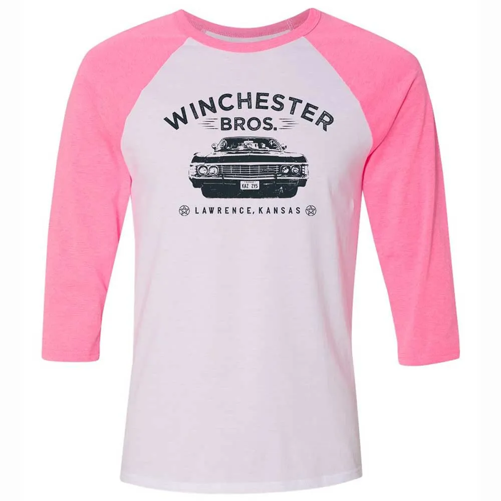 Unisex 3/4 Baseball Tee - 9YWAD395 - White/Neon Pink - 12