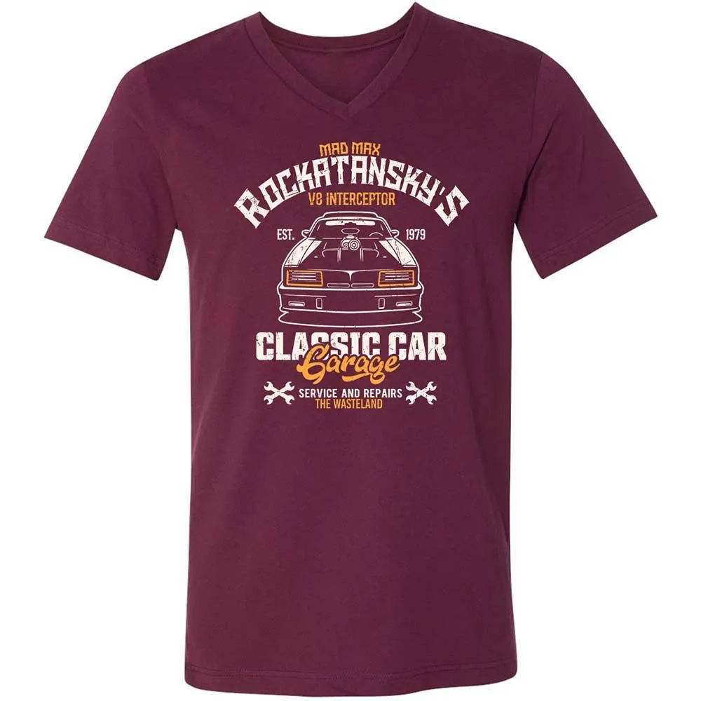 Unisex V-Neck T-Shirt - RN6ZEVTQ - Maroon - 8