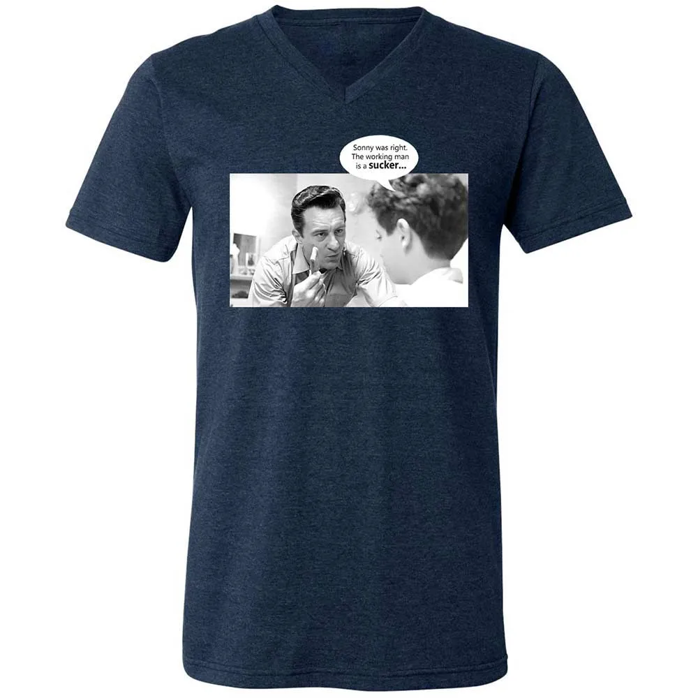 Unisex V-Neck T-Shirt - 1XFDQHCD - Heather Navy - 3