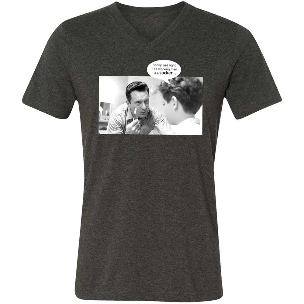 Unisex V-Neck T-Shirt - 1XFDQHCD - Dark Grey Heather - 9