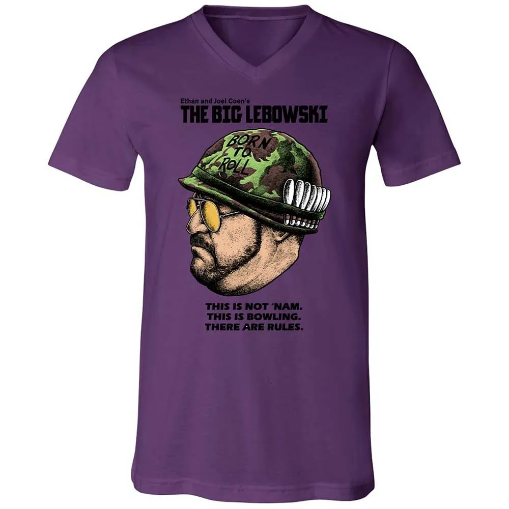 Unisex V-Neck T-Shirt - White - Team Purple - 10