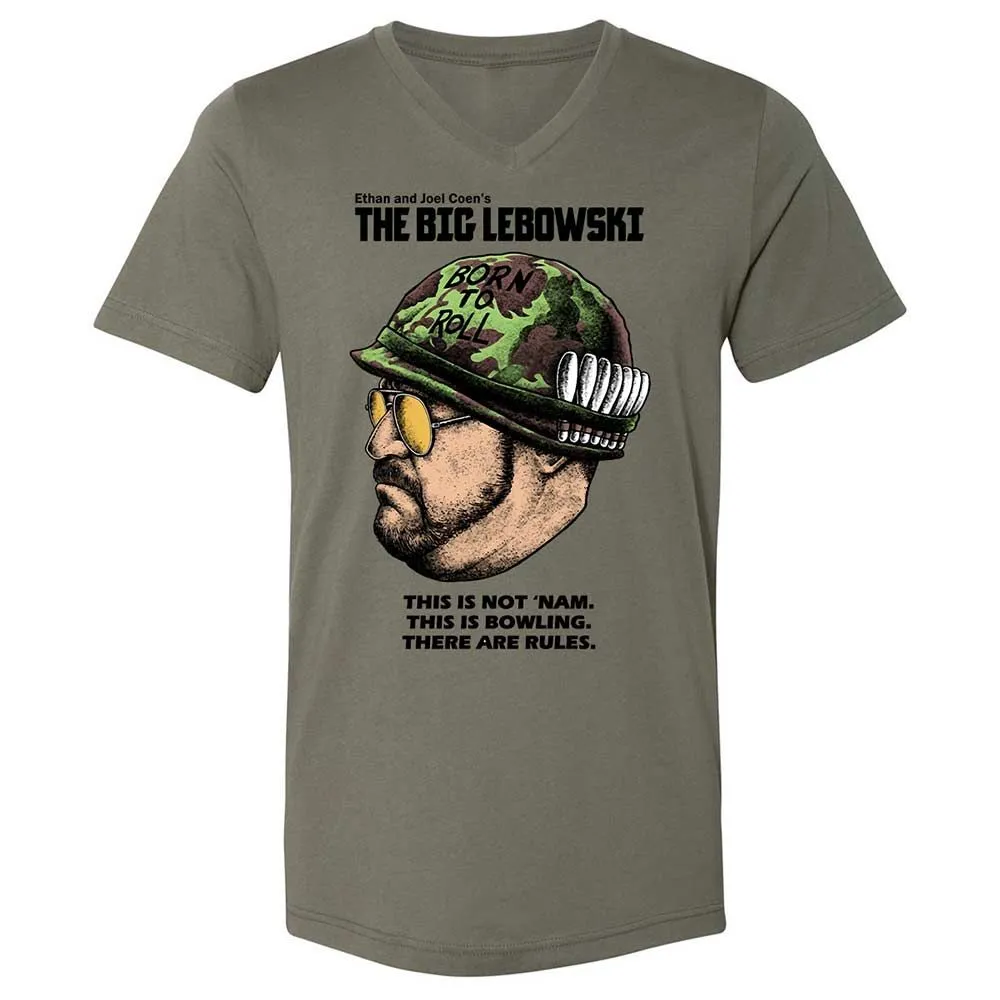 Unisex V-Neck T-Shirt - White - Military Green - 15