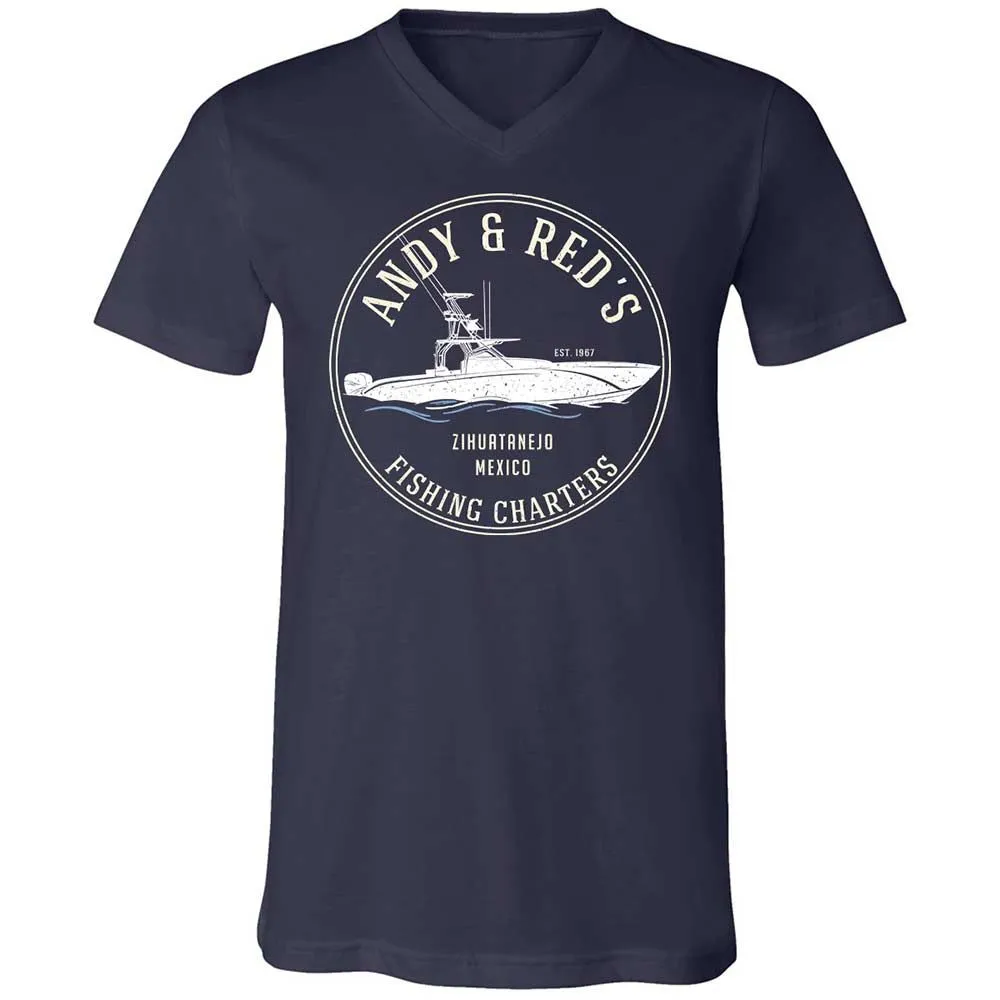 Unisex V-Neck T-Shirt - UP7ZFRMP - Navy - 2