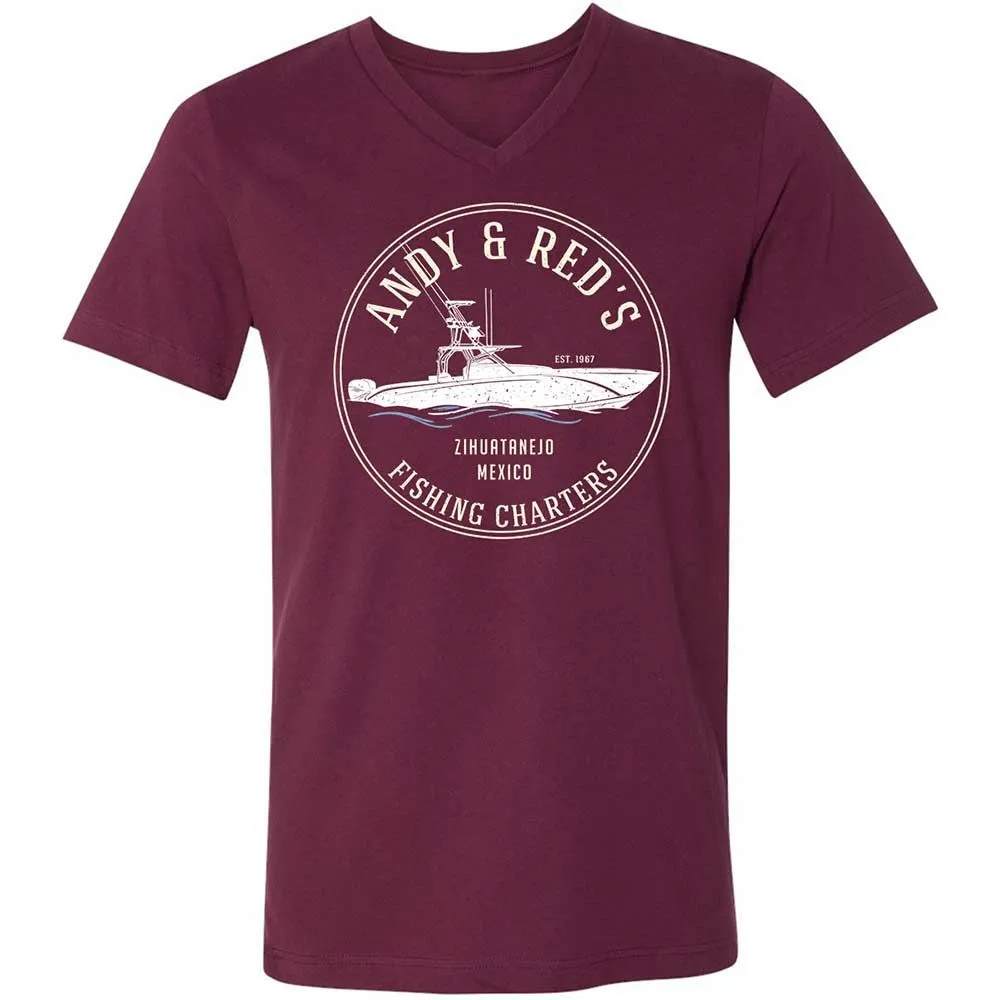 Unisex V-Neck T-Shirt - UP7ZFRMP - Maroon - 8