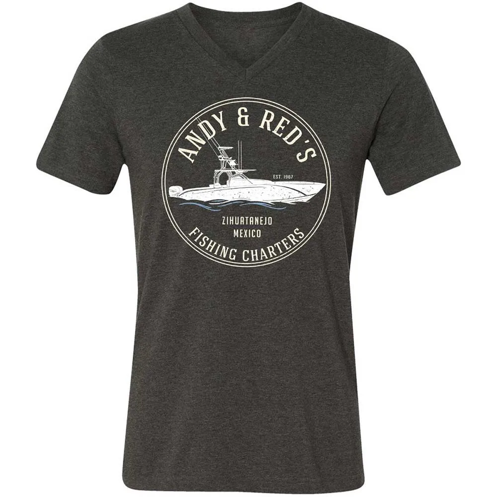 Unisex V-Neck T-Shirt - UP7ZFRMP - Dark Grey Heather - 9