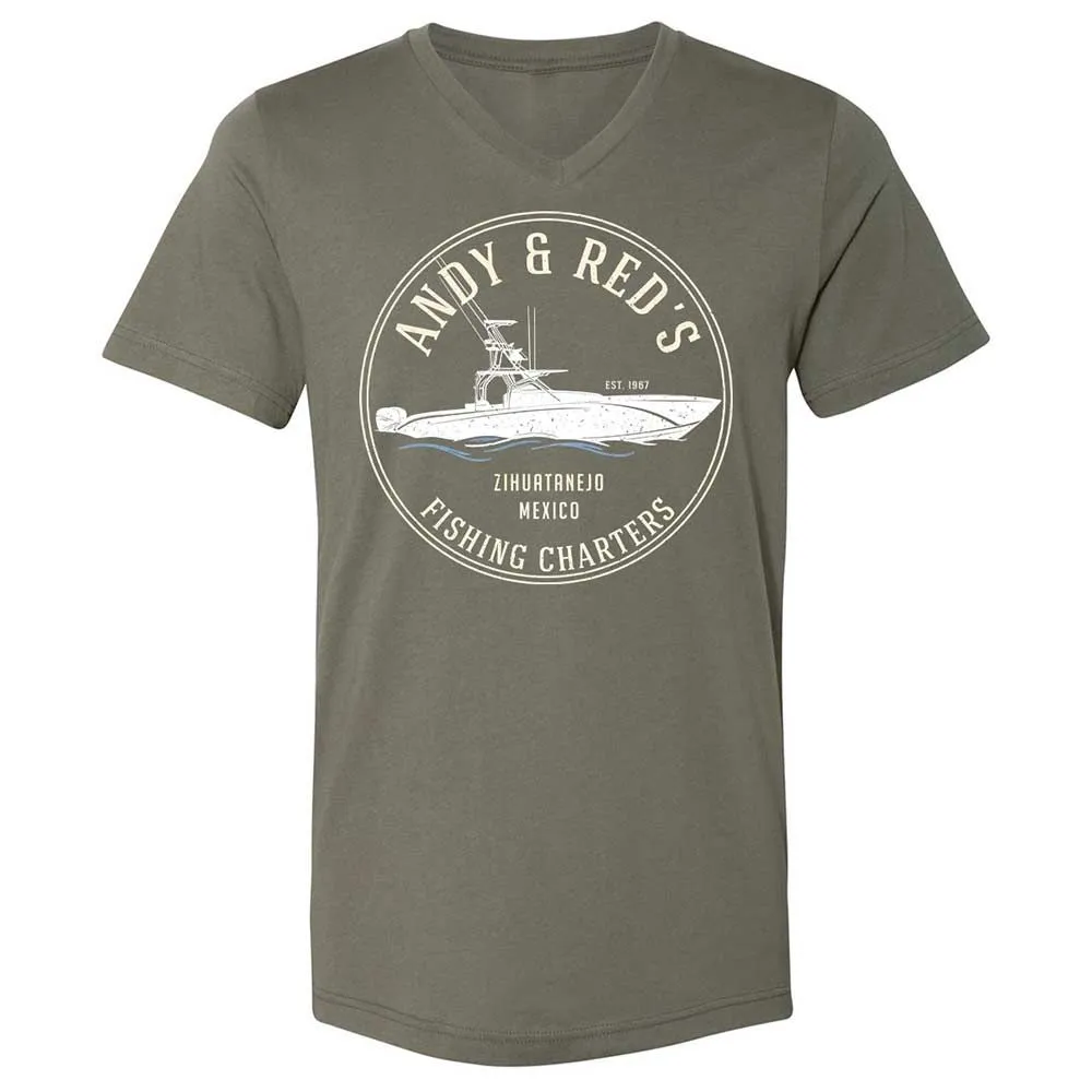 Unisex V-Neck T-Shirt - UP7ZFRMP - Military Green - 11