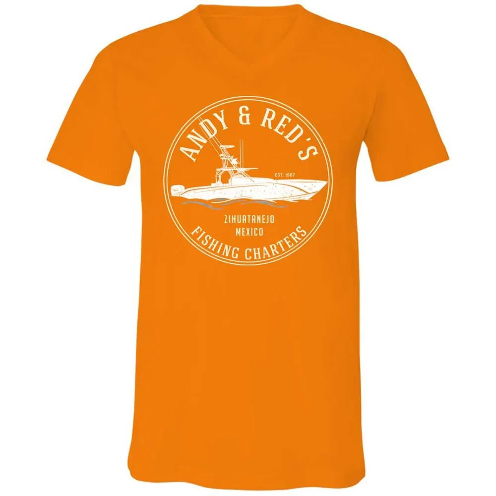 Unisex V-Neck T-Shirt - UP7ZFRMP - Orange - 12