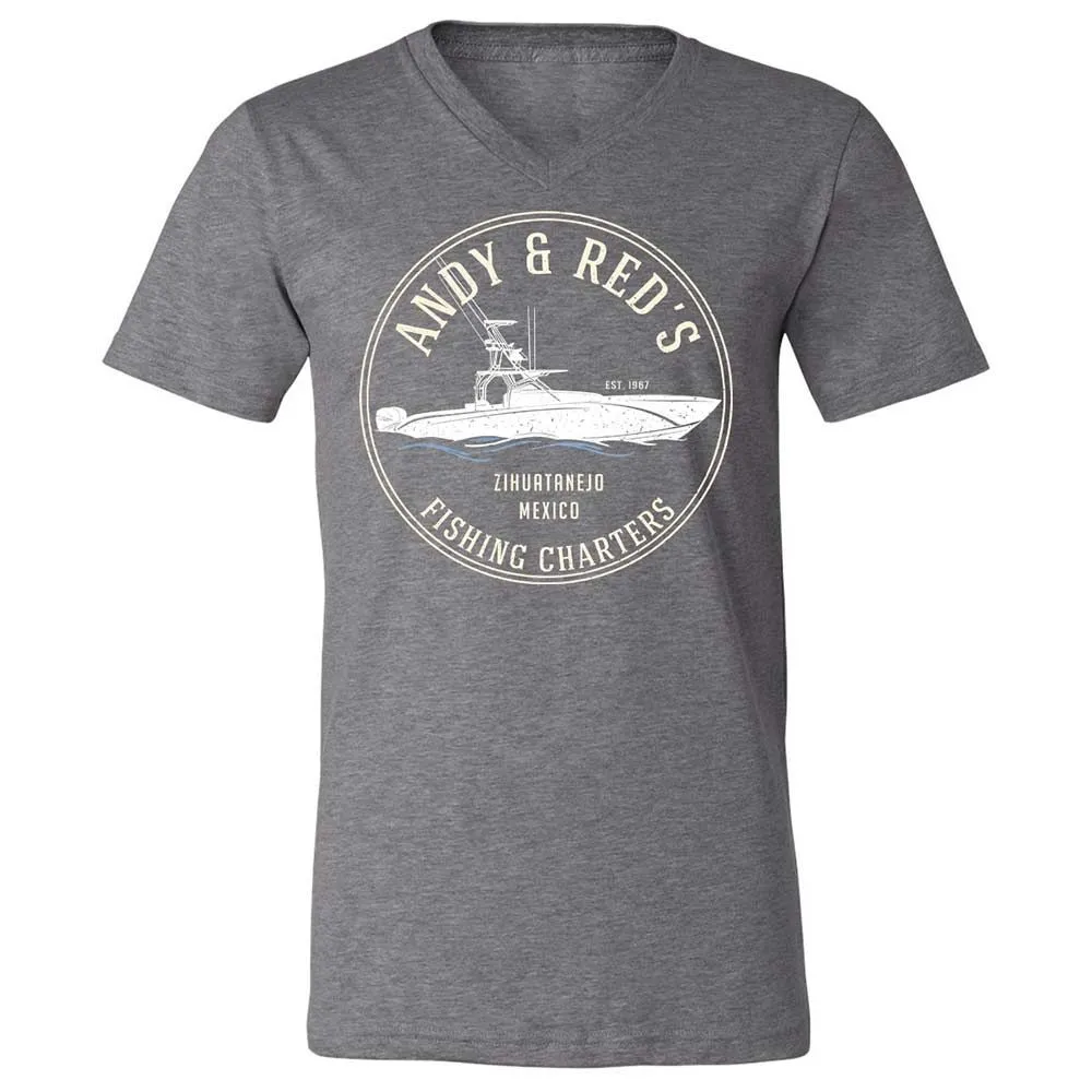 Unisex V-Neck T-Shirt - UP7ZFRMP - Deep Heather - 14