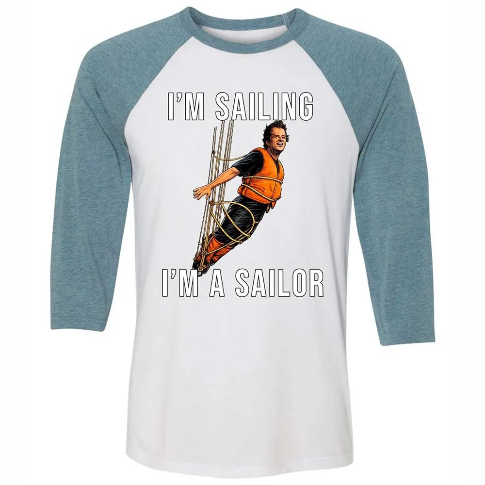 Unisex 3/4 Baseball Tee - YJVESPD2 - White/Denim - 3