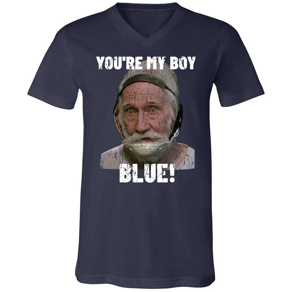 Unisex V-Neck T-Shirt - HZZF7MGV - Navy - 2