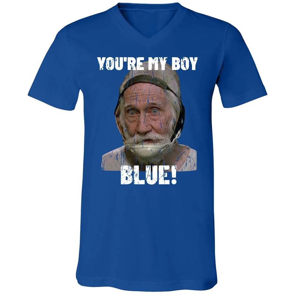 Unisex V-Neck T-Shirt - HZZF7MGV - True Royal - 4