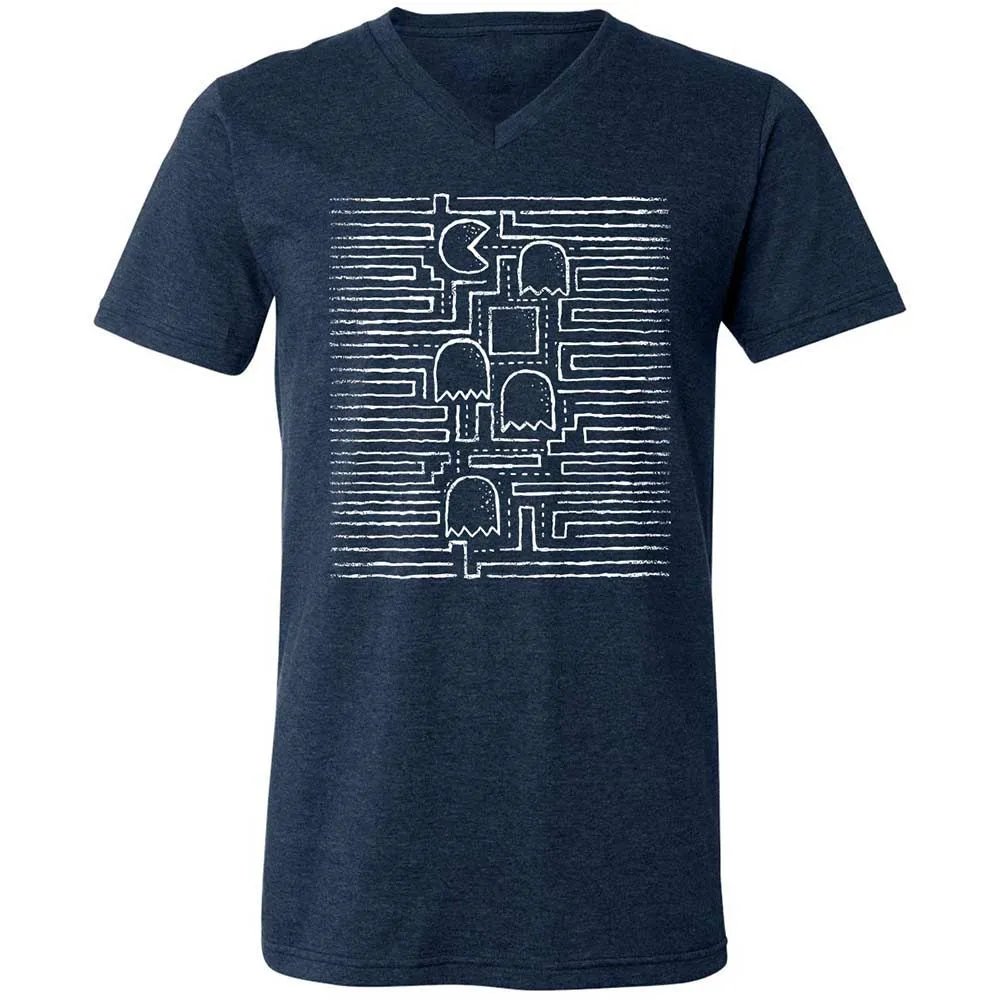 Unisex V-Neck T-Shirt - 8PL4Z4XW - Heather Navy - 3