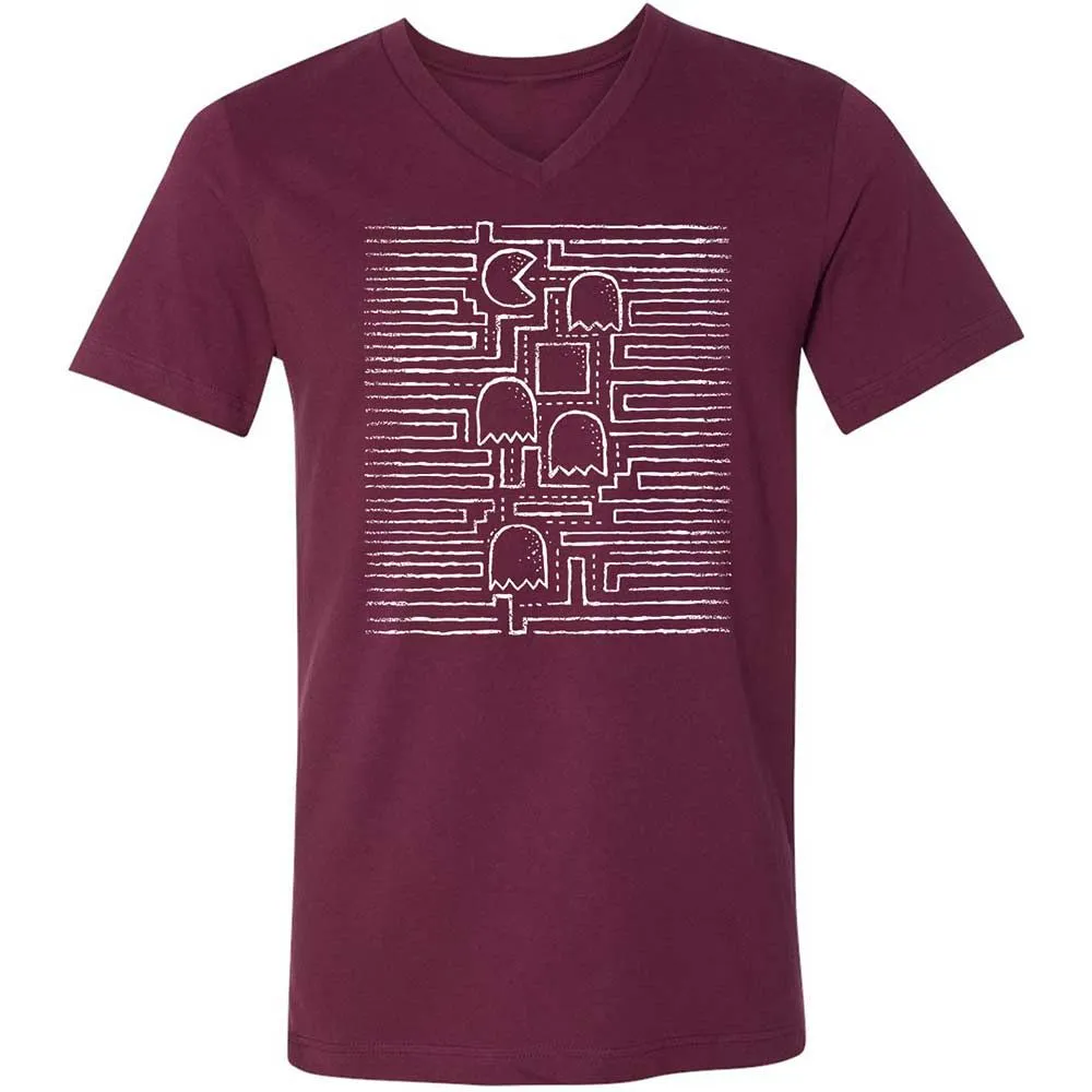 Unisex V-Neck T-Shirt - 8PL4Z4XW - Maroon - 8