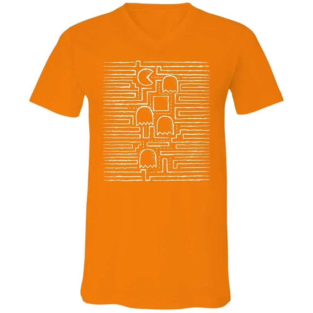 Unisex V-Neck T-Shirt - 8PL4Z4XW - Orange - 12