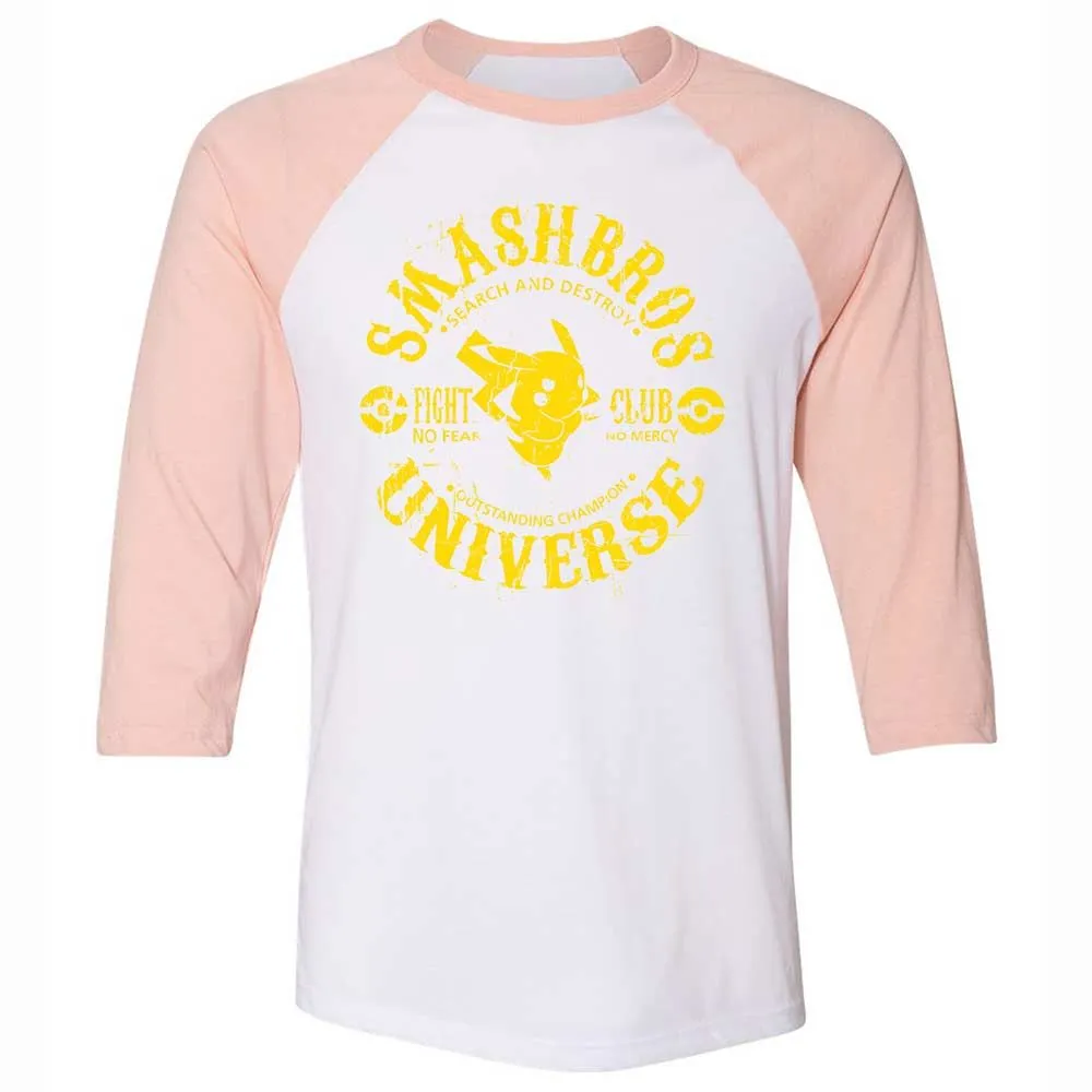Unisex 3/4 Baseball Tee - GYJFH7M5 - White/Heather Peach - 5