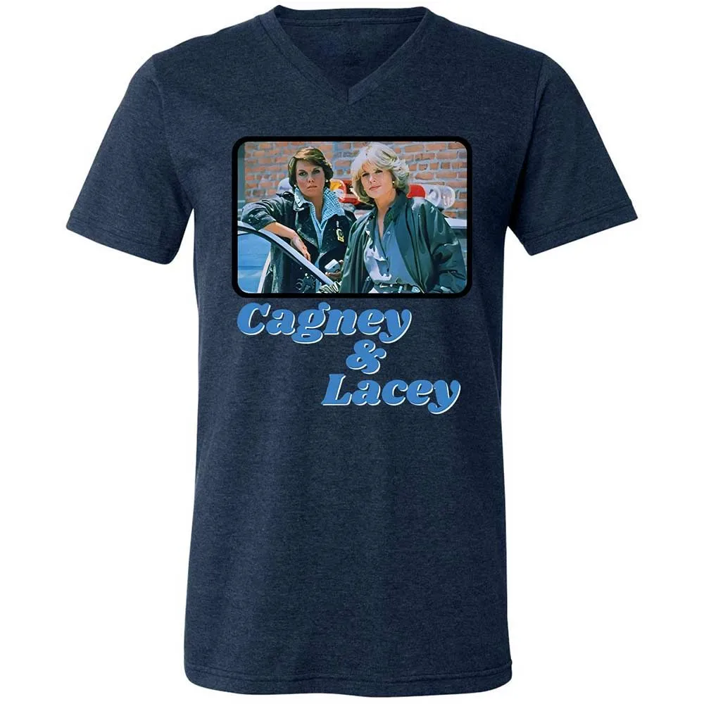 Unisex V-Neck T-Shirt - ESRNHEV8 - Heather Navy - 3