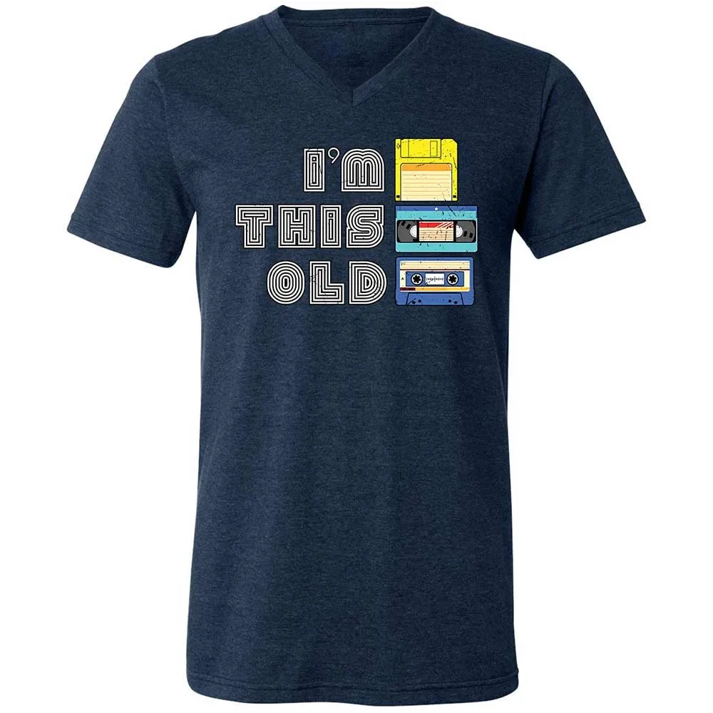Unisex V-Neck T-Shirt - Black - Heather Navy - 3