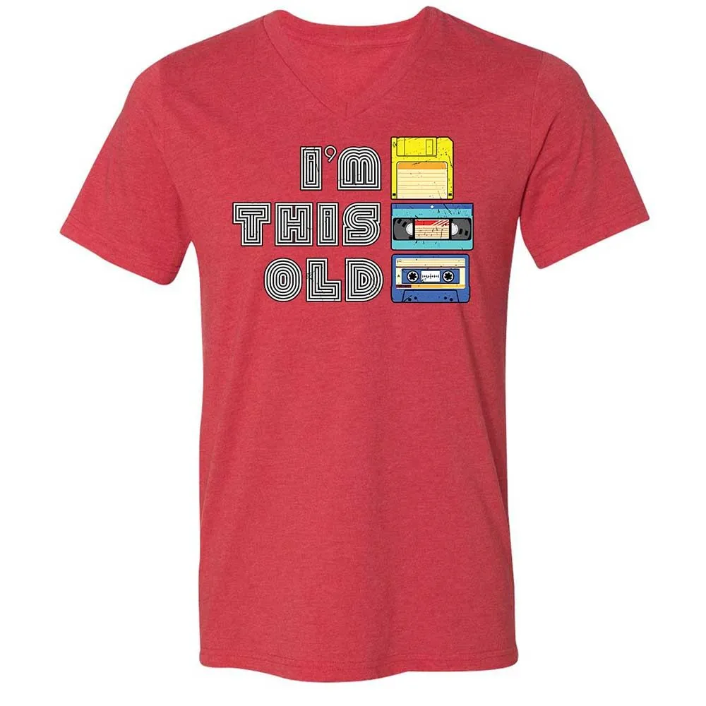 Unisex V-Neck T-Shirt - Black - Heather Red - 7