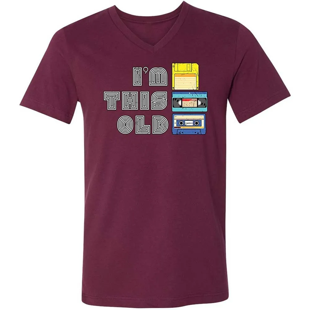 Unisex V-Neck T-Shirt - Black - Maroon - 8