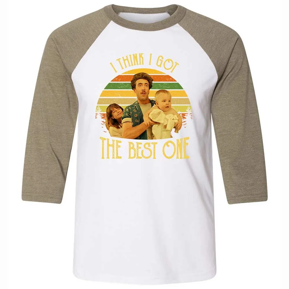 Unisex 3/4 Baseball Tee - UMGGY2UX - White/Heather Olive - 4