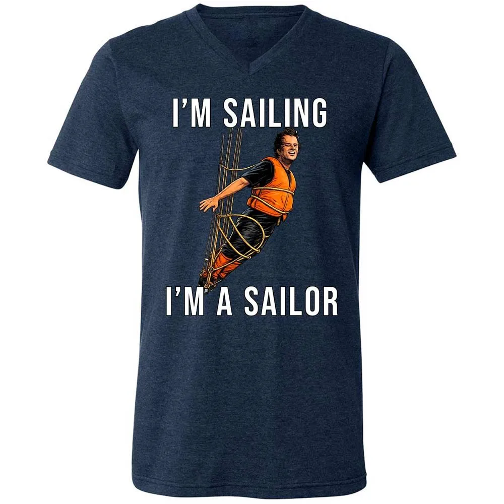 Unisex V-Neck T-Shirt - 3K1K1XGT - Heather Navy - 3