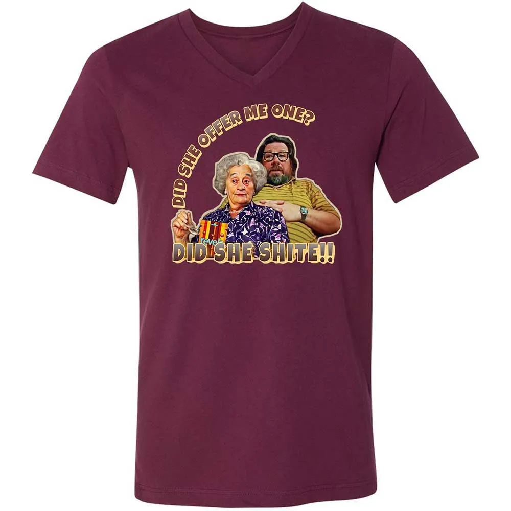 Unisex V-Neck T-Shirt - 5ELJMM3V - Maroon - 14